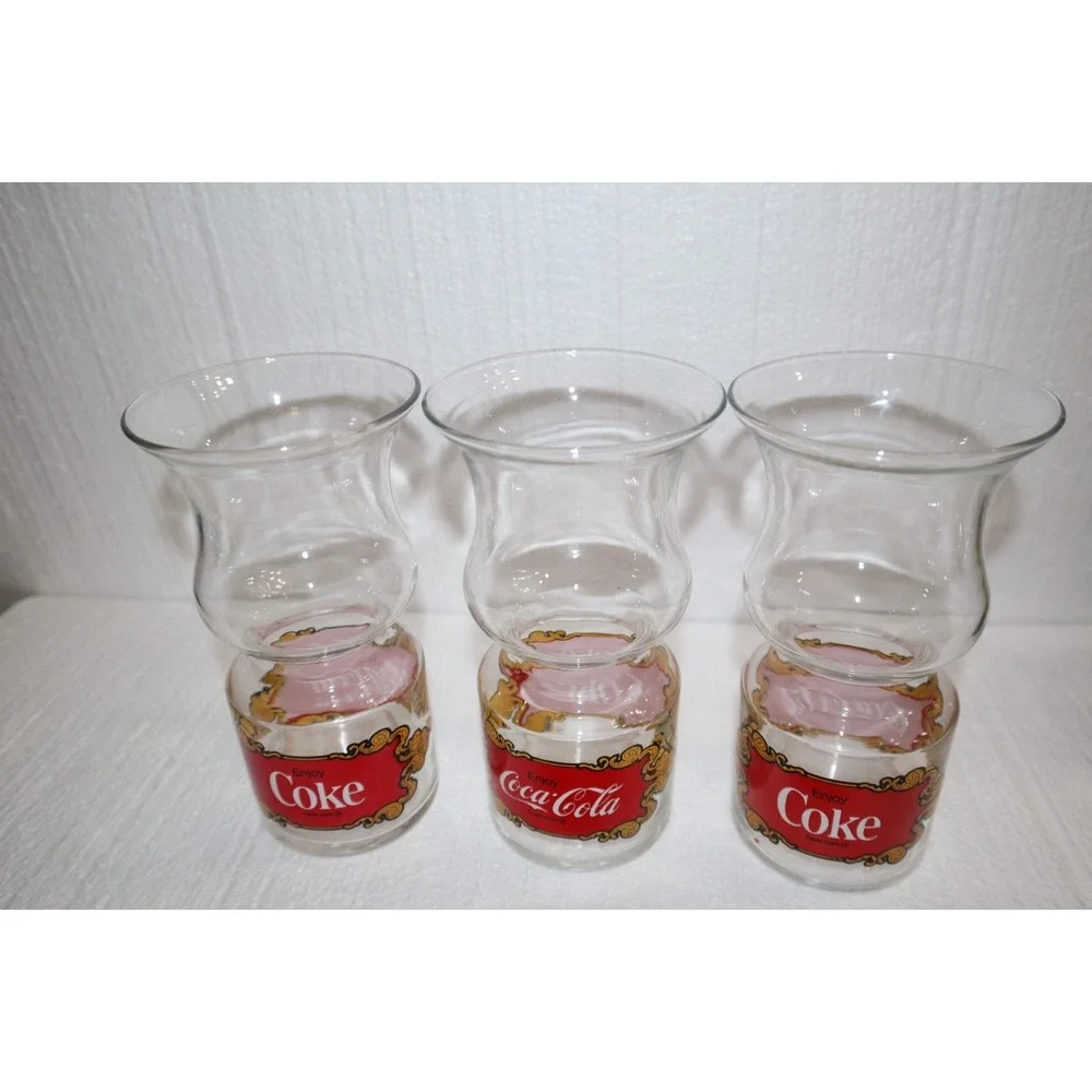 Vintage Libbey Vintage Coca-Cola Glass Hurricane Shaped Floating Candle & Holder